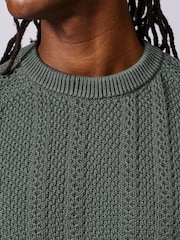 Aubin Green Montrose Textured Crew Neck Jumper - Image 4 of 6