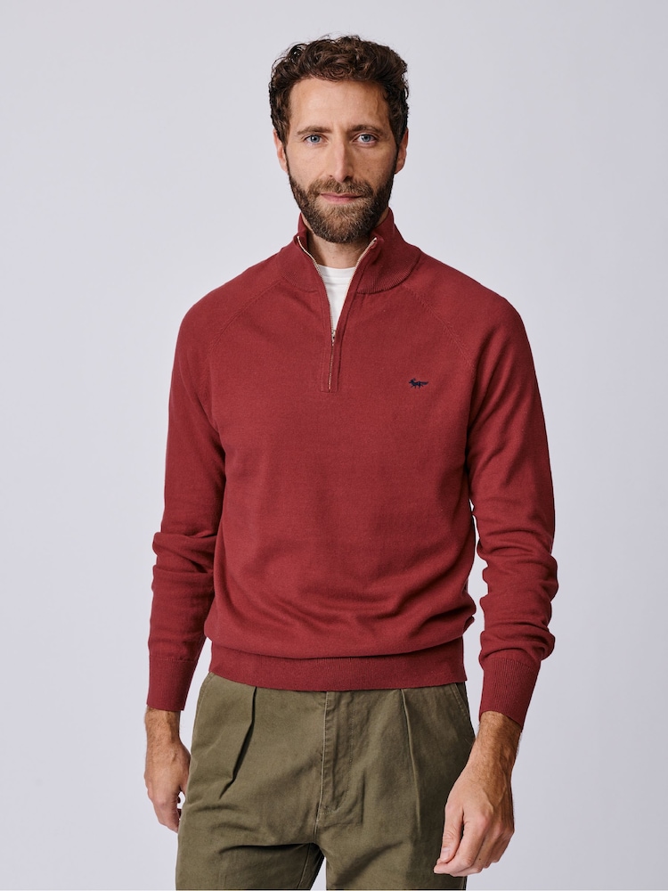 Aubin Red Bonby Zip Neck Jumper - Image 1 of 6
