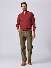 Aubin Red Bonby Zip Neck Jumper - Image 3 of 6