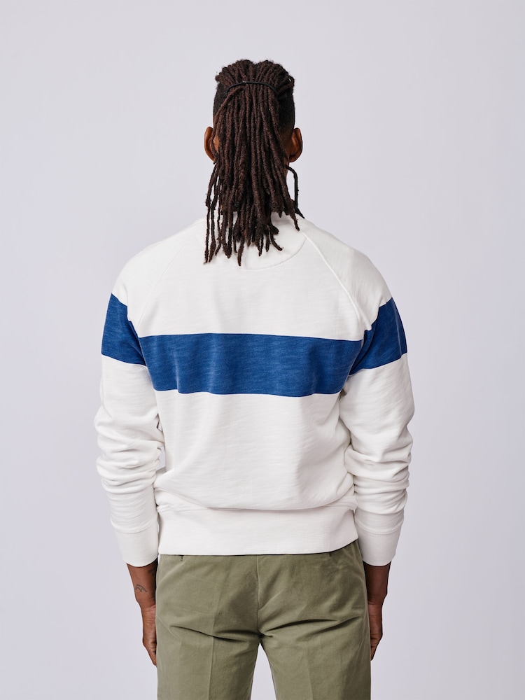Aubin Blue Garsdale Slub Crew Neck Sweat Top - Image 2 of 5