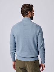 Aubin Blue Bonby Zip Neck Jumper - Image 2 of 7