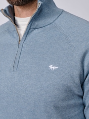 Aubin Blue Bonby Zip Neck Jumper - Image 4 of 7