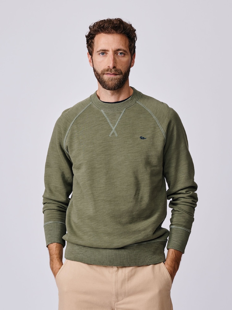 Aubin Green Garsdale Slub Crew Sweat Top - תמונה 1 מתוך 5