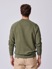 Aubin Green Garsdale Slub Crew Sweat Top - תמונה 2 מתוך 5