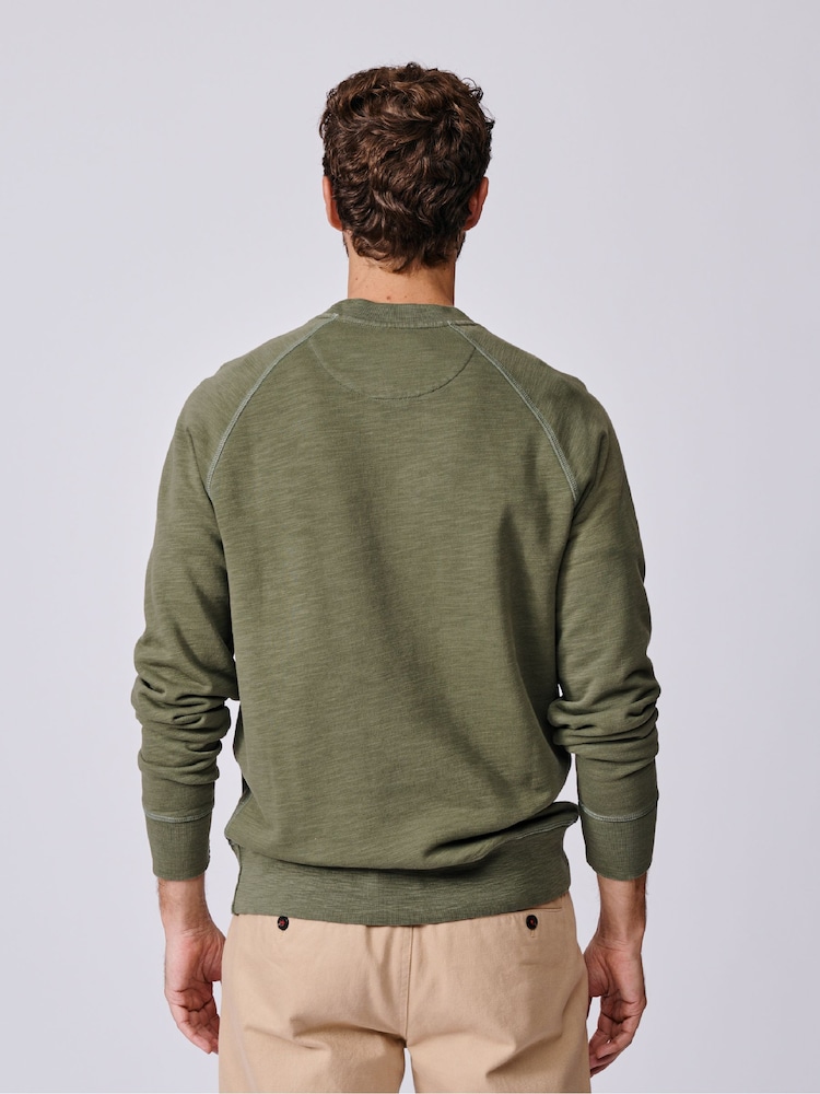 Aubin Green Garsdale Slub Crew Sweat Top - תמונה 2 מתוך 5