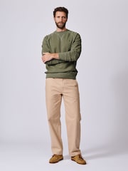 Aubin Green Garsdale Slub Crew Sweat Top - תמונה 3 מתוך 5