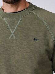 Aubin Green Garsdale Slub Crew Sweat Top - תמונה 4 מתוך 5