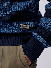 Aubin Blue	Martin Striped Crew Jumper - Image 4 of 5