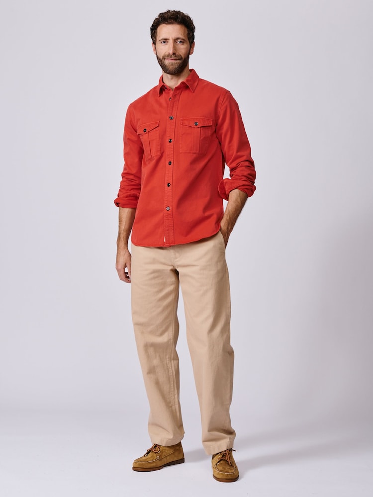 Aubin Red Cole Twill Overshirt - Image 2 of 5