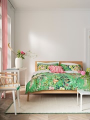 Designers Guild Emerald Green Margaretta 200 Thread Count Duvet Cover and Pillowcase Set - Image 1 of 8