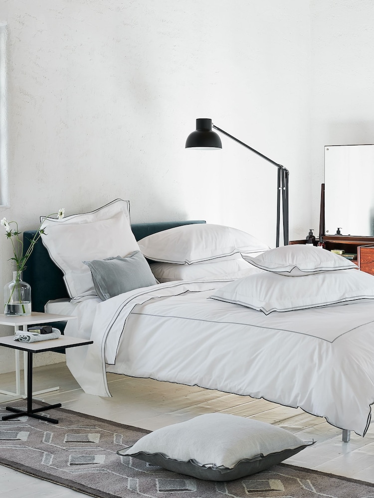 Designers Guild Silver And Slate Astor 400 Thread Count Flat Sheet - Image 1 of 3 Designers Guild Silver And Slate Astor 400 Thread Count Flat Sheet - Image 1 of 3