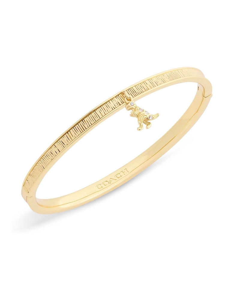 COACH Gold Tone Signature Rexy Charm Bangle Bracelet - Image 1 of 5