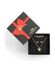 COACH Gold Tone Signature C Pavé Heart Boxed Jewelry Set - Image 6 of 6