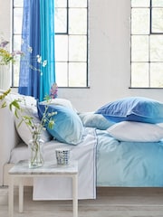 Designers Guild Cobalt Blue Astor 400 Thread Count Flat Sheet - Image 1 of 3