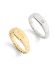 COACH Gold Tone Signature Signet Duo Ring Set - Image 1 of 3