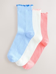 Pastel Frill Top Ankle Socks 3 Pack - Image 1 of 6