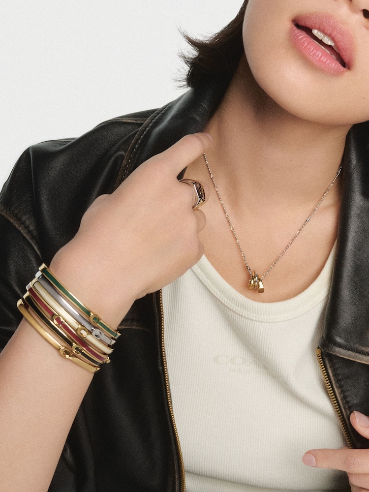COACH Silver Tone Signature C Bangle Boxed Bracelet - Image 2 of 9 COACH Silver Tone Signature C Bangle Boxed Bracelet - Image 2 of 9