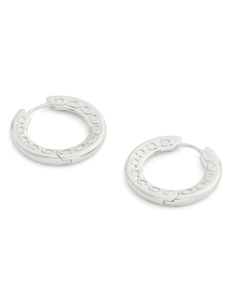 COACH Silver Tone Signature C Small Hoop Earrings - Image 3 of 3