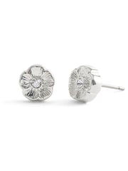 COACH Silver Signature Tea Rose Stud Earrings - Image 2 of 3