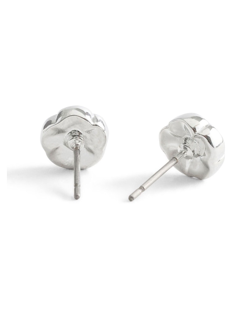 COACH Silver Signature Tea Rose Stud Earrings - Image 3 of 3 COACH Silver Signature Tea Rose Stud Earrings - Image 3 of 3