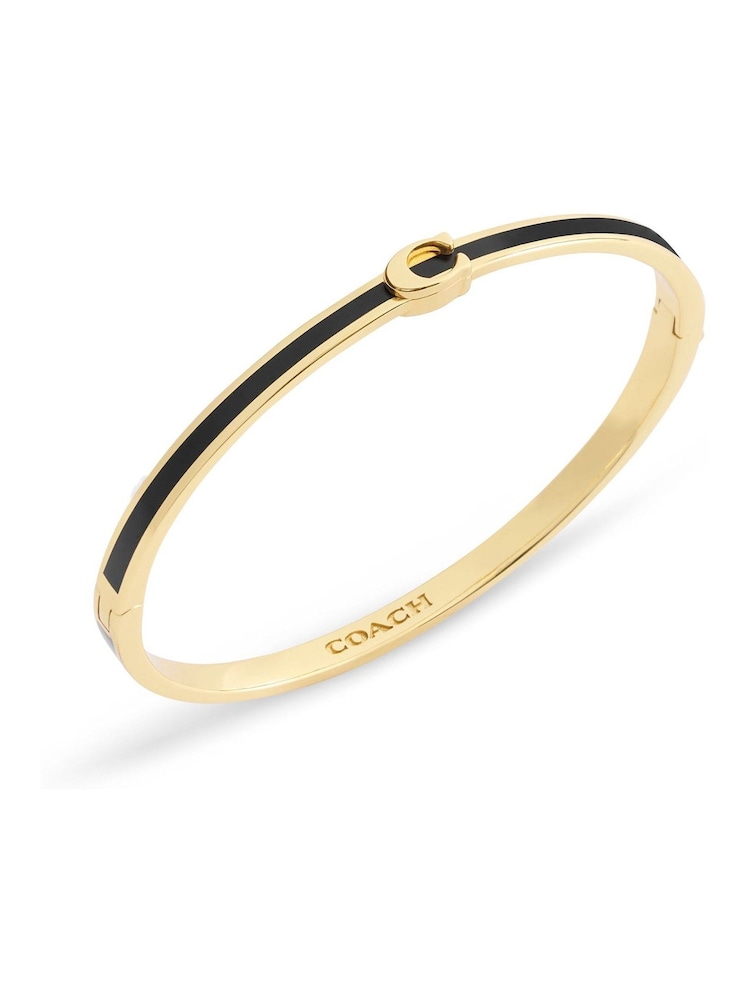 COACH Gold Tone Signature C Enamel Bangle Boxed Bracelet - Image 1 of 7 COACH Gold Tone Signature C Enamel Bangle Boxed Bracelet - Image 1 of 7