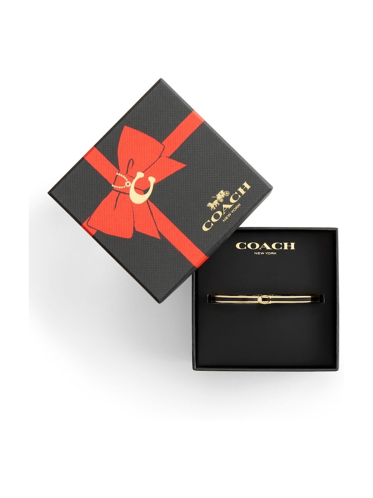 COACH Gold Tone Signature C Enamel Bangle Boxed Bracelet - Image 2 of 7 COACH Gold Tone Signature C Enamel Bangle Boxed Bracelet - Image 2 of 7