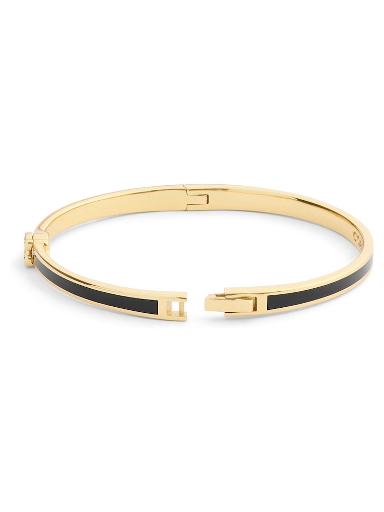 Coach Quilted Enamel Bangle Bracelet in Cream & Black With Box and Bag COACH Quilted Logo Bangle Bracelet | Bloomingdale main image 2