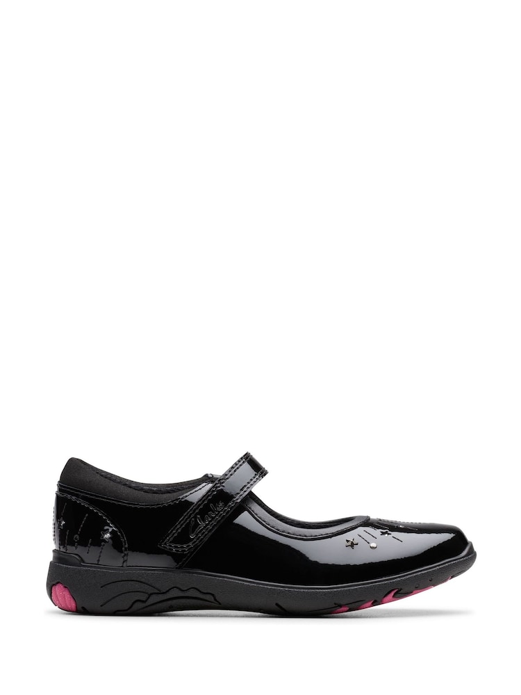 Clarks Black Relda Wish Kids Shoes - Image 1 of 6