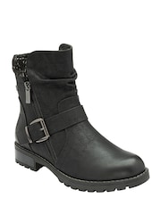 Lotus Black Zip-Up Mid Calf Boots - Image 1 of 4