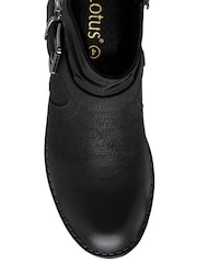 Lotus Black Zip-Up Mid Calf Boots - Image 4 of 4