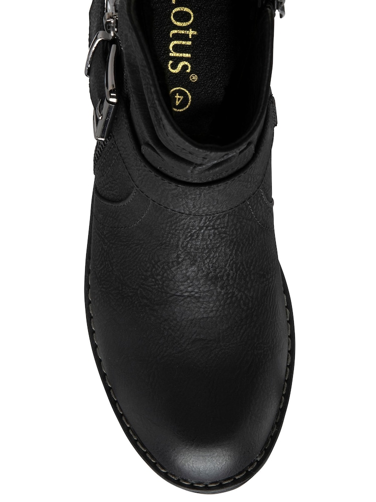 Lotus Black Zip-Up Mid Calf Boots - Image 4 of 4