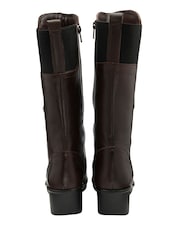 Lotus Brown Leather Wedge Boots - Image 3 of 4