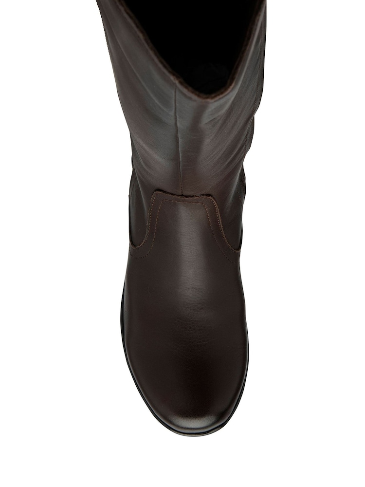 Lotus Brown Leather Wedge Boots - Image 4 of 4