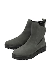 Lotus Grey Suede Zip-Up Ankle Boots - Image 2 of 4