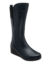 Lotus Blue Leather Wedge Boots - Image 1 of 4