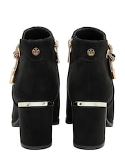 Lotus Black Textile Heeled Ankle Boots - Image 3 of 4