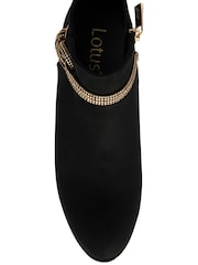 Lotus Black Textile Heeled Ankle Boots - Image 4 of 4