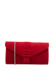 Lotus Red Clutch Bag with Chain - Image 1 of 4