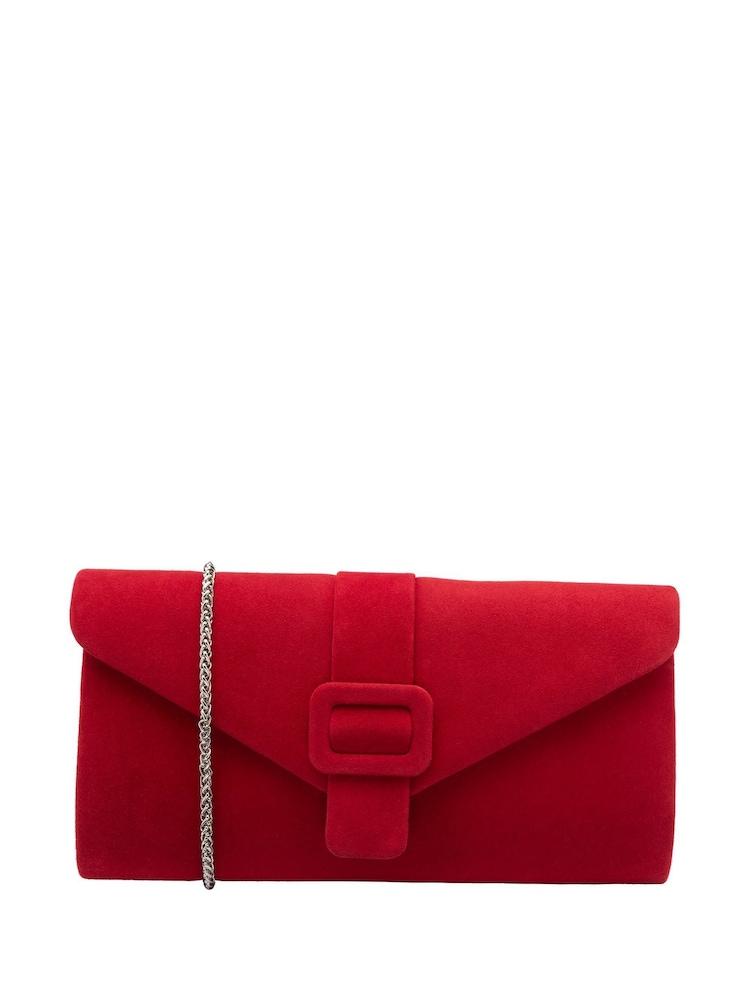 Lotus Red Clutch Bag with Chain - Image 1 of 4
