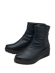 Lotus Blue Leather Wedge Ankle Boots - Image 2 of 4