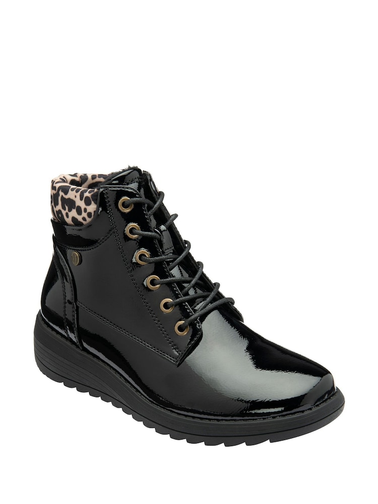 Lotus Black Patent Ankle Boots - Image 1 of 4