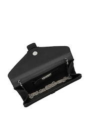 Lotus Black Clutch Bag with Chain - Image 3 of 4