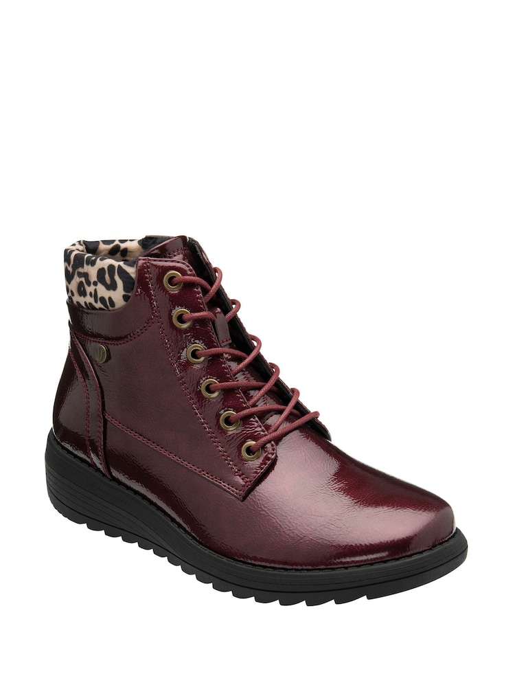Lotus Red Patent Ankle Boots - Image 1 of 4 Lotus Red Patent Ankle Boots - Image 1 of 4