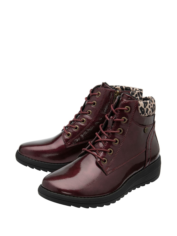 Lotus Red Patent Ankle Boots - Image 2 of 4 Lotus Red Patent Ankle Boots - Image 2 of 4