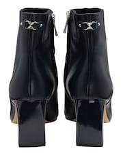 Lotus Blue Leather Pointed-Toe Ankle Boots - Image 3 of 4