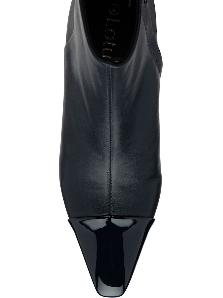 Lotus Blue Leather Pointed-Toe Ankle Boots - Image 4 of 4