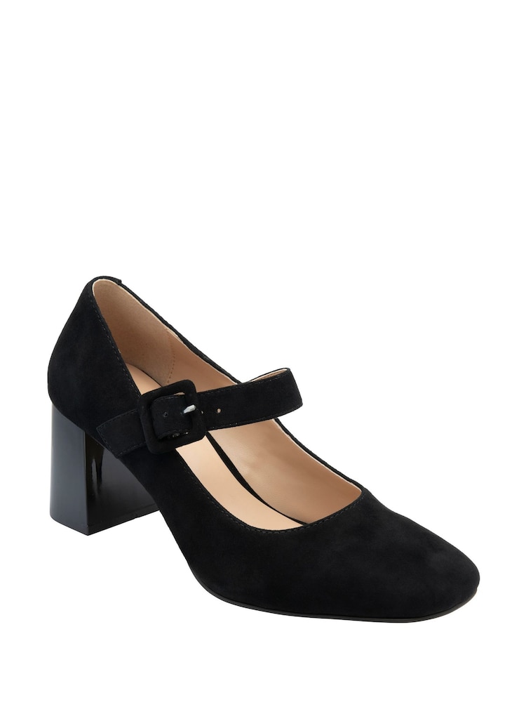 Lotus Black Suede Court Shoes - Image 1 of 4