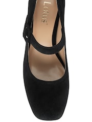 Lotus Black Suede Court Shoes - Image 4 of 4