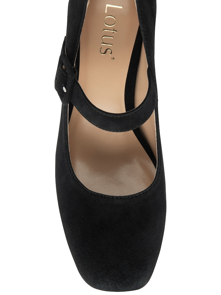 Lotus Black Suede Court Shoes - Image 4 of 4
