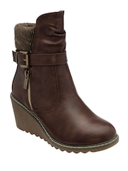 Lotus Brown Wedge Ankle Boots - Image 1 of 4